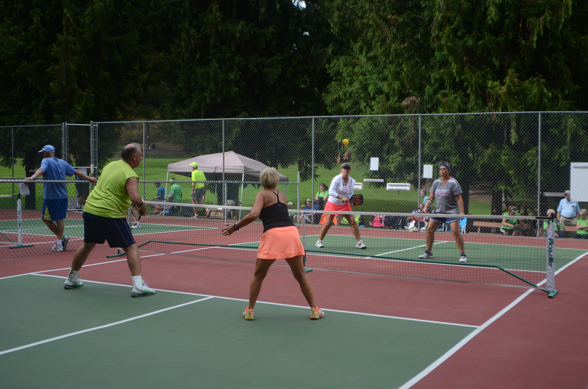 Pickleball player in action